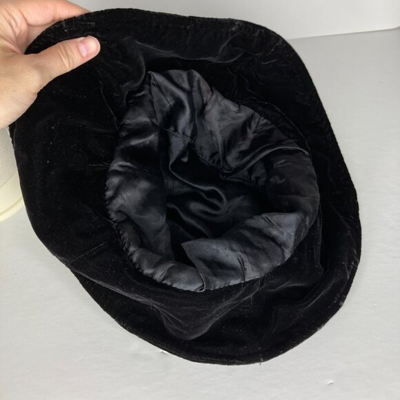 Hippie Boho Artsy Black Velvet Women's Hat Cap Whimsigoth Witchy Goth Grunge - Picture 7 of 8